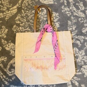 Stylish Cream Tote Bag with Pink Accent